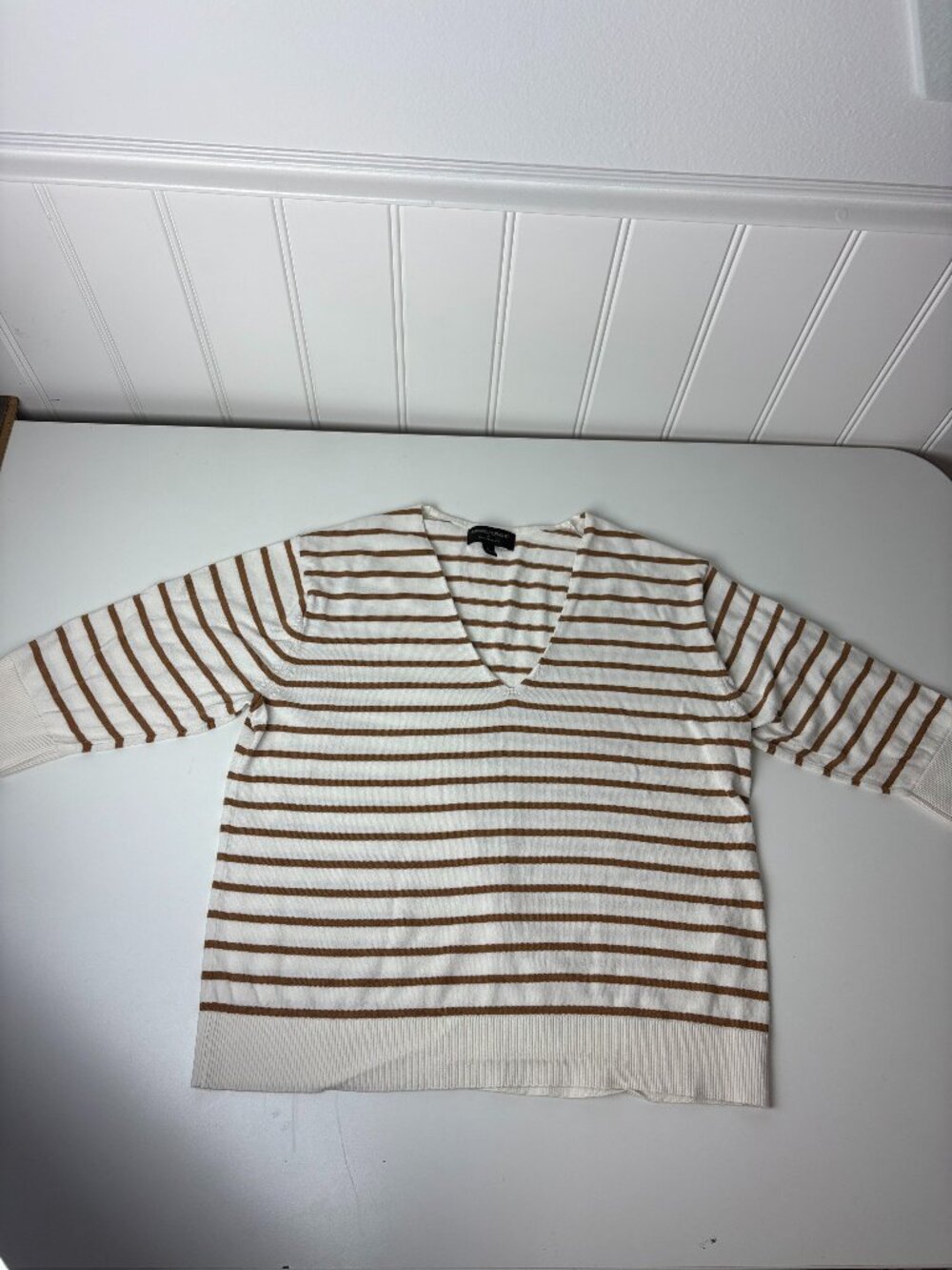 Banana Republic Forever Sweater Striped V-Neck Women's Size L